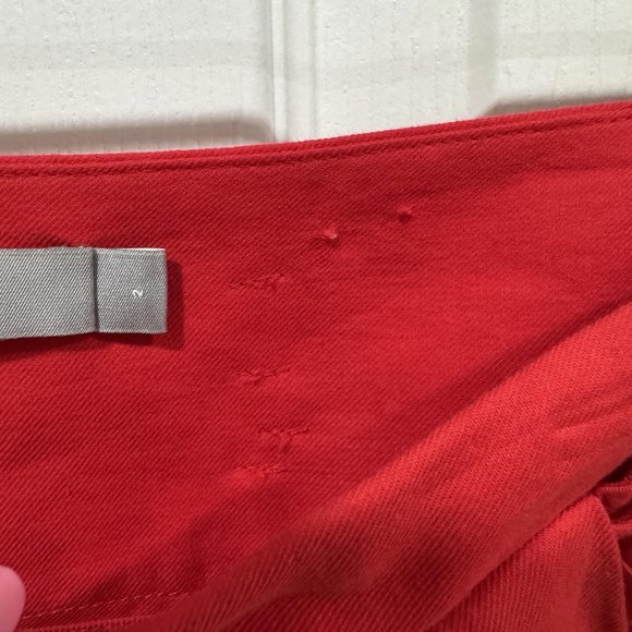 VINCE. Twist Front Detail 100% Cotton A-Line Skirt, Size 2- Poppy - $295 - Picture 11 of 14